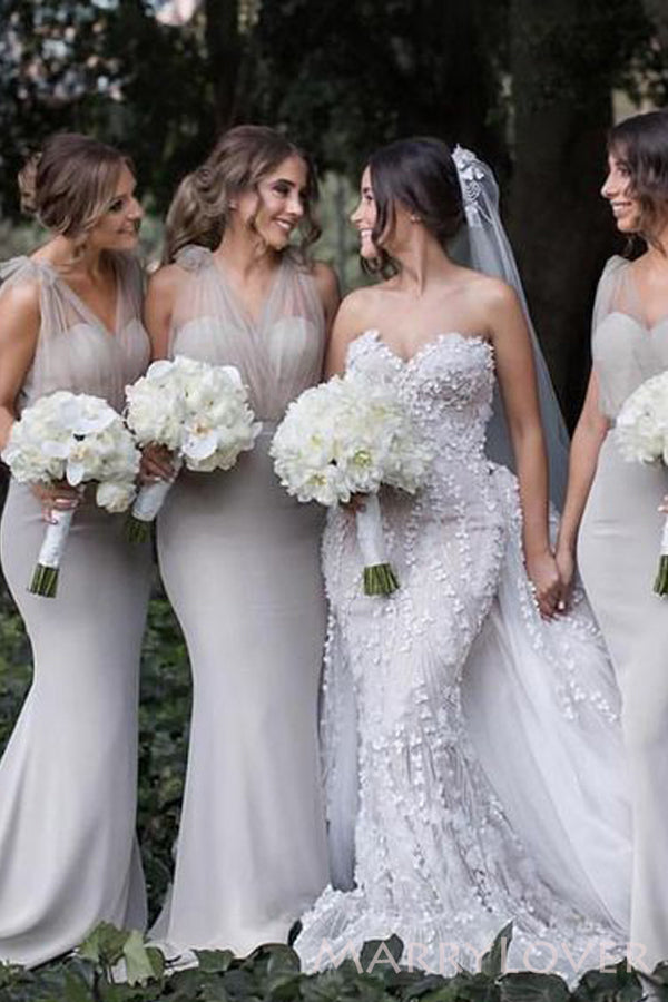 silver maid of honor dresses